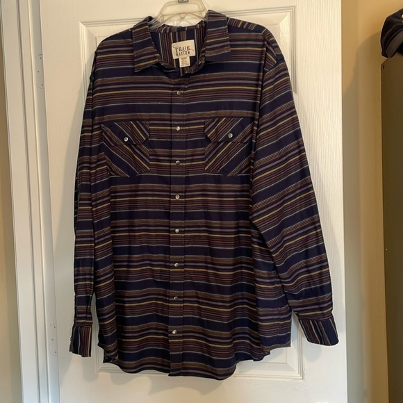 True Nation mens blue striped long sleeve button down shirt size 2XLT - Picture 1 of 9